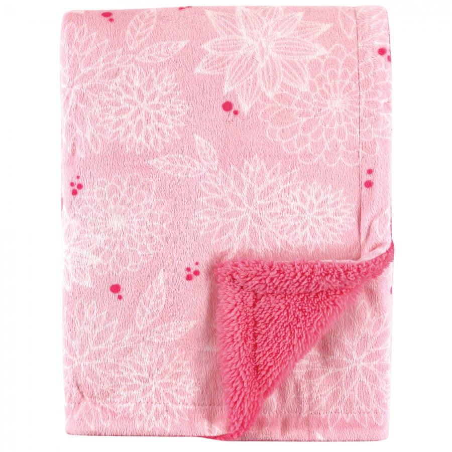 New Hudson Baby Printed Mink Blanket with Dotted Backing Pink Giraffe 