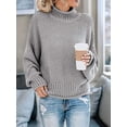 thumbnail image 4 of Suéter de Larga con Cuello Alto y Mangas Abullonadas para Mujer, de Color Liso, para Invierno y Otoño Gris M, 4 of 7