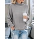 thumbnail image 4 of Suéter de Larga con Cuello Alto y Mangas Abullonadas para Mujer, de Color Liso, para Invierno y Otoño Gris XL, 4 of 7