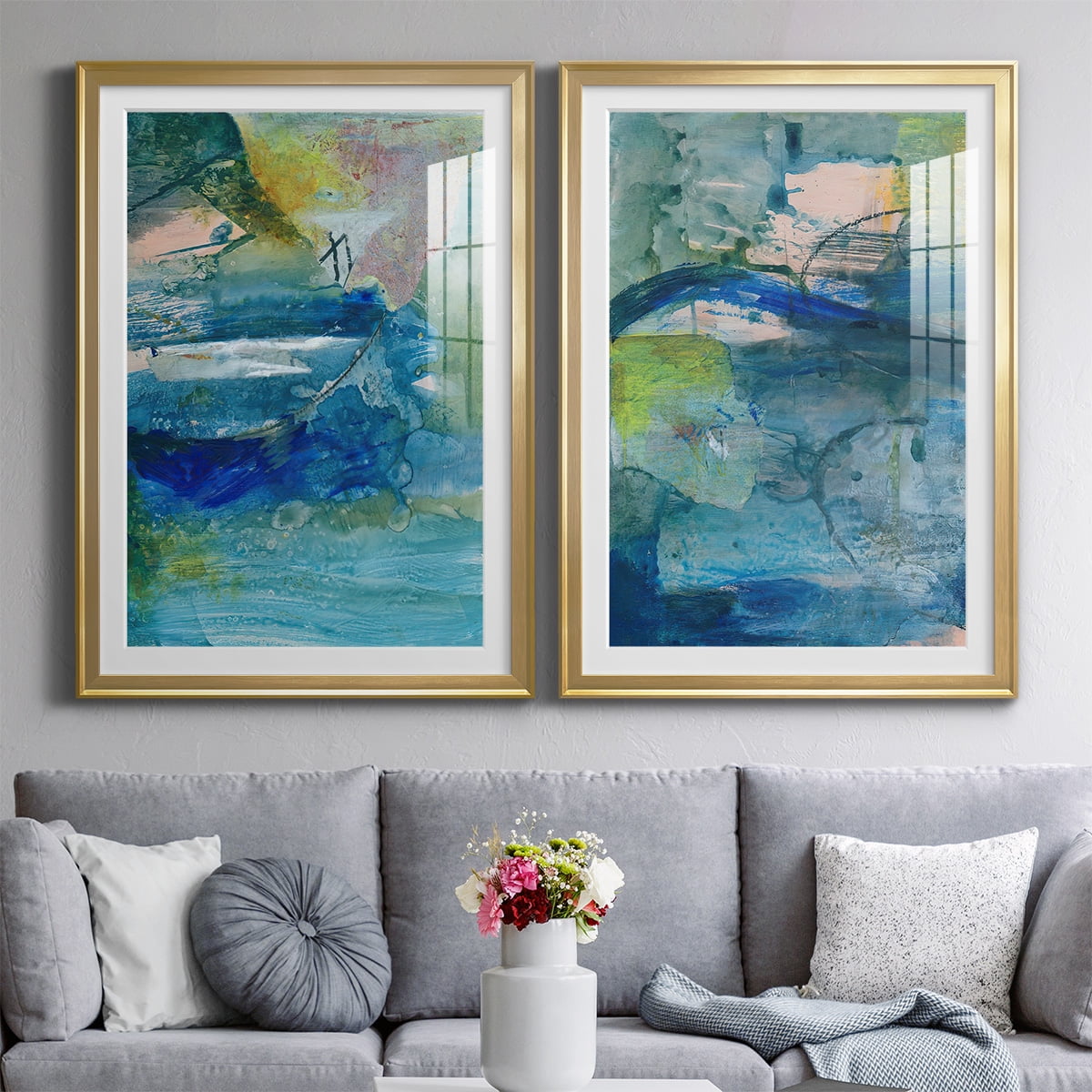 Wexford Home Spring Winds VII Premium Framed Print, 30.5" x 42.5" - Ready to Hang, Gold (Set of 2)