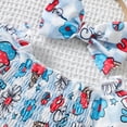 thumbnail image 7 of MIXUE Baby Girls Jumpsuits & Rompers Infant Summer Cartoon Print Square Collar Short Sleeve Bodysuits With Headband Sportwear,Blue,9-12 Months, 7 of 7
