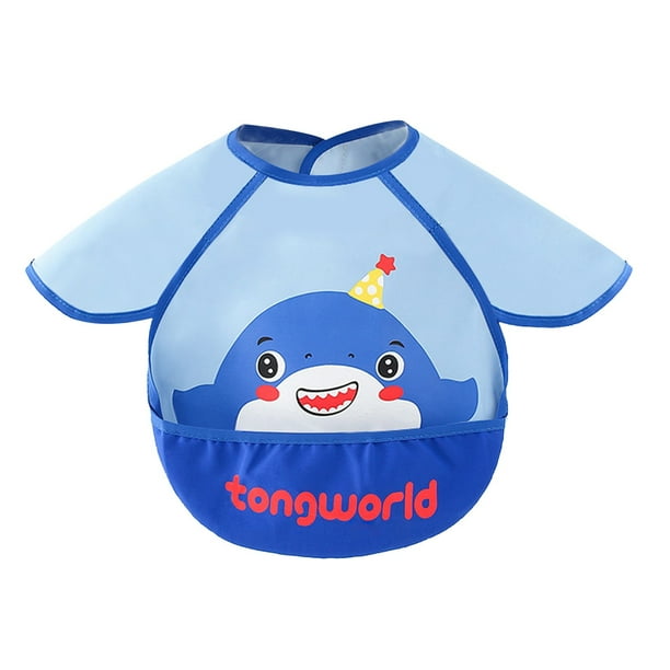 Babero Sprout Baby a prueba de manchas con mangas | Babero de manga larga con bolsillo para recoger la comida | Babero para niños pequeños para comer, pintar y hacer arte
