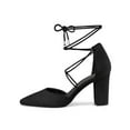 thumbnail image 6 of BLISSFUL STEP Women's Pointy Toe Block Heels Lace Up Pumps, 6 of 8