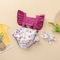 thumbnail image 3 of Body Para Bebé, Conjunto De Canastilla, Mono Para Niño Recién Nacido, Chaleco Para Niña, Estampado De Sirena, Mameluco Con Volantes, Diadema, Conjunto Morado Odeerbi  LM103-703, 3 of 9