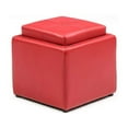 thumbnail image 1 of Hodedah Ottoman en Cuir Cube 16 Pouces avec Petit Rangement et Plateau Rabattable, Rouge, 1 of 6