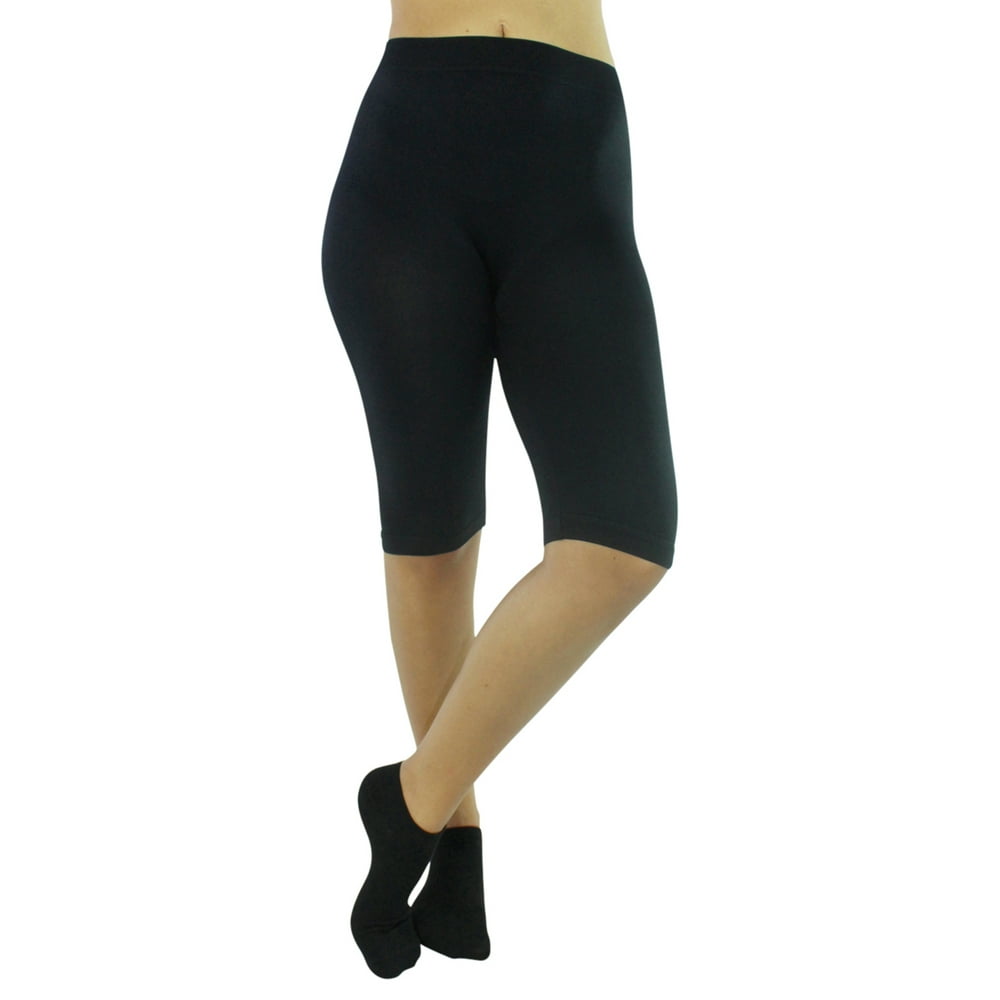 Luxury Divas Black Knee Length Stretchy Shorts