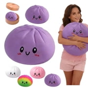 HZYZ 6 Squishy Dumpling Toys Giant, Mega Rainbow Dumpling Squishy Toys with Steamer Box, Soft Dumpling Squeeze Stress Ball, Large Stress Relief Squishy Dumplings for Everyone Anxiety Relief, Purple