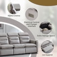 thumbnail image 4 of Ktaxon 86.6" 3 Seater Power Reclining Sofa, Modern Electric Recliner Sofa with Gold Foil Fabric, Adjustable Headrest, USB Charging & Storage Light khaki, 4 of 18