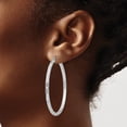 thumbnail image 3 of Diamond2Deal 14K White Gold Diamond-Cut Hoop Earrings for Women (L- 1.97 inch, W- 0.12 inch), 3 of 6