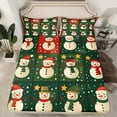 thumbnail image 2 of Manfei Christmas Snowman Twin Sheet Sets,Merry Xmas Twin Fitted Sheet,Green White Red Flat Sheet For Kids,Microfiber Bedroom Decor,3-Piece, 2 of 7