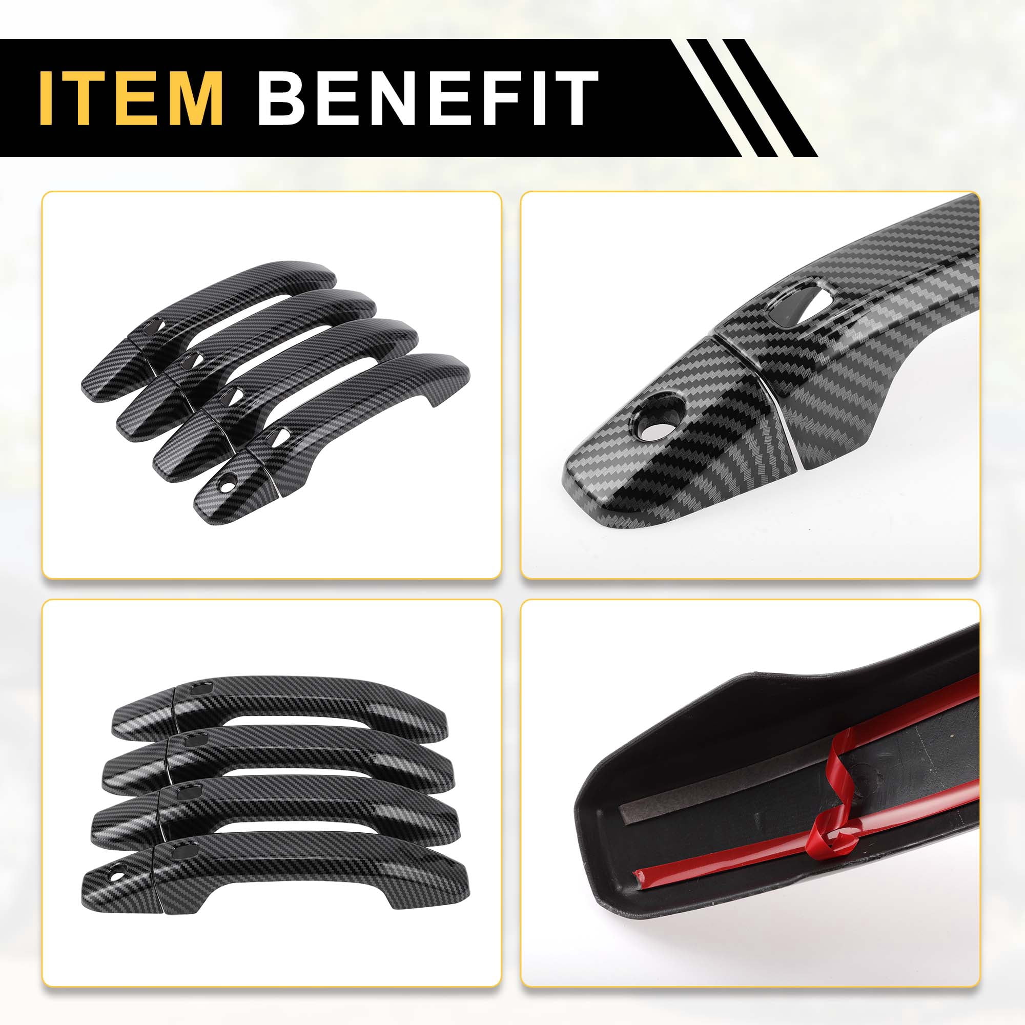 Unique Bargains 4pcs Exterior Door Handle Cover for GMC Yukon 2015-2023 ABS Black