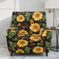 thumbnail image 2 of FUIALDOLG Yellow Sunflower Paw Print Recliner Chair Covers 1 Seater Cover for Recliner Chair, Fall Home Decor 4-Pieces Recliner Slipcovers with Pockets Spandex Fabric Furniture Covers, 2 of 7