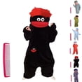 thumbnail image 5 of Funny Big Mouth Monster Onesie - Soft Plush Animal Cosplay Pajamas with Pink Hair Comb for Halloween, Loungewear & Party Costume (Sky Blue-L), 5 of 9