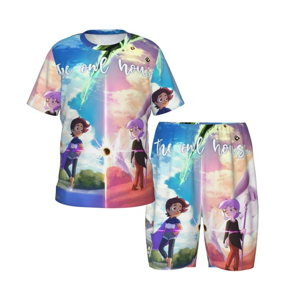 Kids The Owl Hou-s Pajama Set Kids Cartoon Tee Shirt And Short Set 2PCS Short Sleeve Clothes Outfit