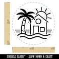 thumbnail image 2 of Beach House Palm Tree Ocean Self-Inking Rubber Stamp Ink Stamper - Purple Ink - Mini 1/2 Inch, 2 of 7