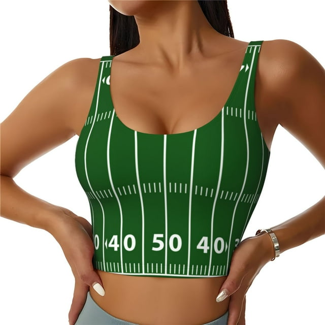 Fotbe American Football Field1 Pattern Womens' Sports Bra Longline Wirefree Padded with Medium Support Sports Moisture-Wicking Workou Vest,Tank Top-X-Large