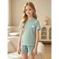 thumbnail image 3 of Fdqin Girls 6 Pieces Knited Shorts Set Casual Short Sleeve Tee Tops and Shorts Summer Outfits 5-6Y, 3 of 10