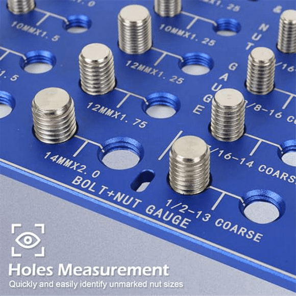 Square , Nut and Bolt , Bolt Size and Thread Identifier Gauge,Bolt and Nut Gauge (Blue)