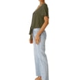 thumbnail image 5 of Women Buttons Down V Neck Short Sleeve Knotted Solid Color Shirt, 5 of 5