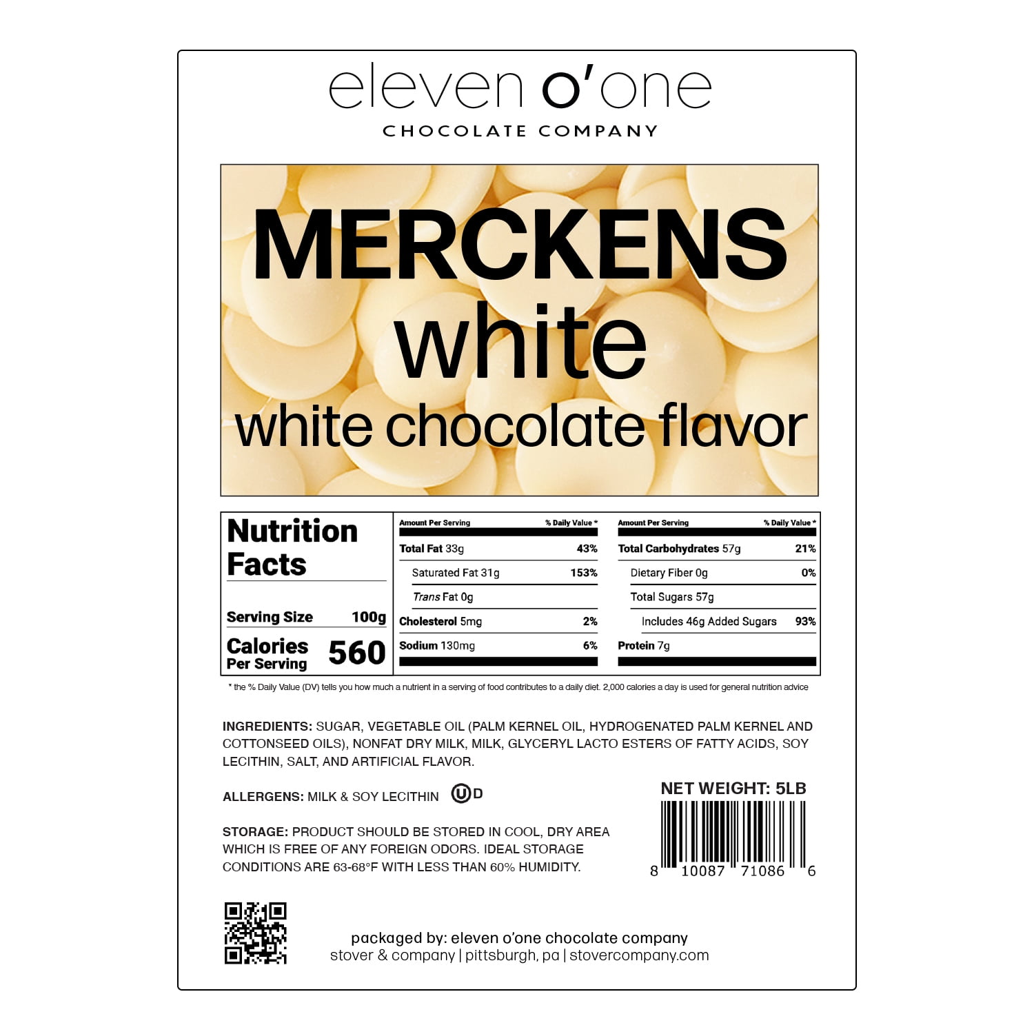 Merckens White Chocolate Flavored Wafers, 5 lbs