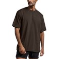thumbnail image 2 of BOBOGOJP T-Shirt Homme Coupe Régulière Col Rond Manches Courtes Ajusté (Marron,TTG), 2 of 4