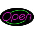 thumbnail image 1 of Pink Open With Green Border Oval Animated LED Neon Sign 13 x 24 - inches, Black Square Cut Acrylic Backing, with Dimmer - Bright and Premium built indoor LED Neon Sign for storefront., 1 of 3