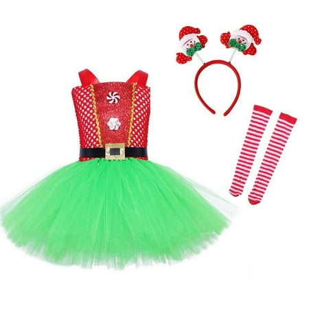 

TIREOW Casual Kids Girl Dress Christmas Party Stage Girl s Sleeveless Clothes Cute and Beautiful Casual Sundress Holiday Pommel Dress(2-3 Years B)