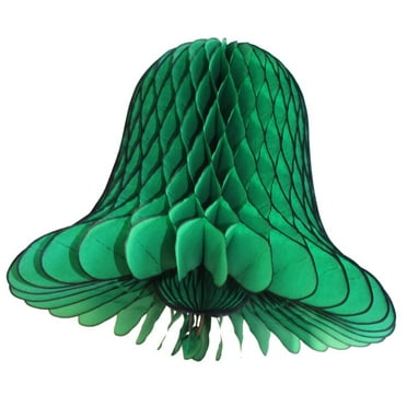 6-pack 11 Inch Hanging Honeycomb Tissue Paper Bell Decoration, Dark Green, by Devra Party