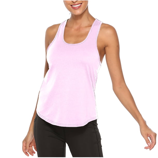 Camiseta holgada sin mangas para mujer, cuello redondo, sólida, para Fitness, Yoga, ahuecada, camiseta deportiva Pompotops lopia993979