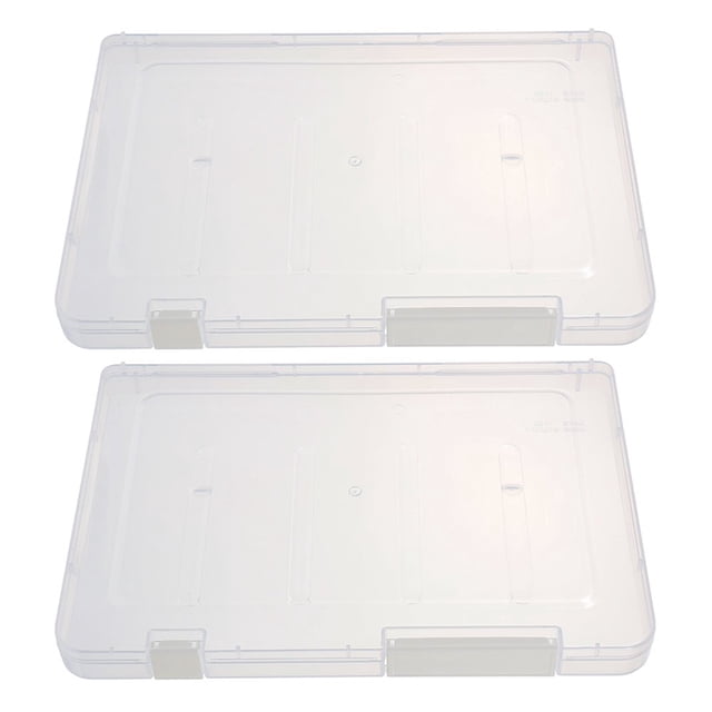 CUITING 2pcs Clear Plastic Storage Bin with Lid File Boxes Storage Bins Clear File Box Plastic Box File Folder Box Plastic File Storage Box Organizer Bins Clear Storage Bins with Lids (A5