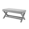 thumbnail image 6 of GZXS Mid-Century Modern Velvet Upholstered Bench with X-Frame, 42"W Padded Ottoman Seat for Bedroom/End of Bed/Window/Hallway, Light Gray, 6 of 7