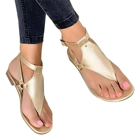 

Sandals for Women Retro Bohemian Gladiator Sandals Flat Clip Toe Ankle Beach Shoes Ankle T-Strap Thong Roman Open-Toe Sandals