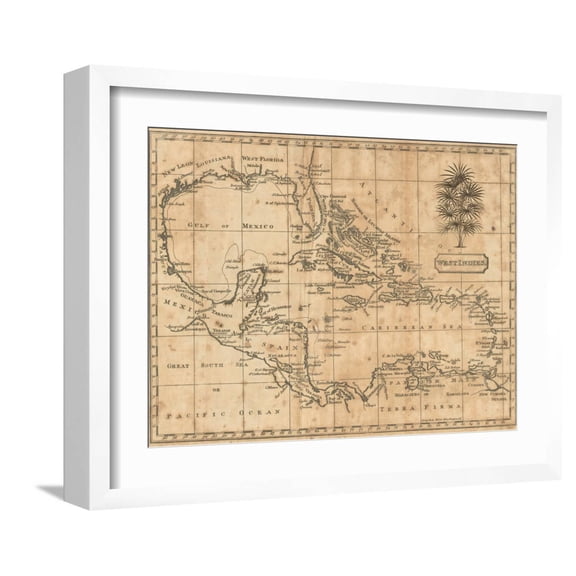 Art.com Caribbean, 1806 Art Print by Andrew Arrowsmith, White Frame Wall Art, 21" x 17"