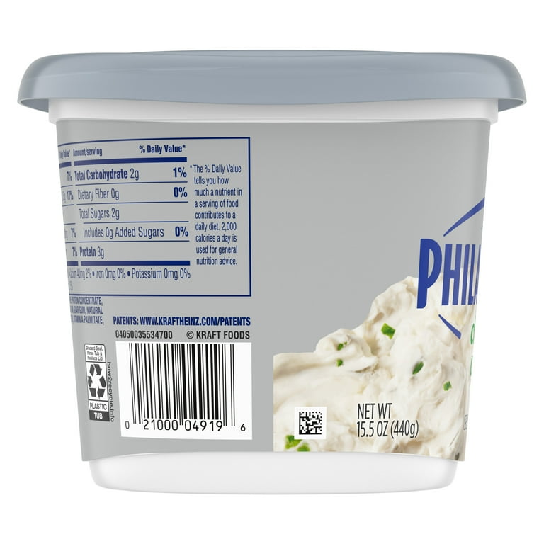 Philadelphia Chive Onion Cream Cheese Spread, Oz Tub