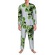 thumbnail image 3 of Fotbe Watercolor Green Leaves Pijama de Hombre con Estampado de Manga Larga, Conjunto de 2 Piezas, Ropa de Dormir Suave y Cómoda con Bolsillos-Small, 3 of 7