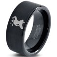 thumbnail image 1 of Tungsten Ninja Samuri Sword Martial Arts Band Ring 9mm Men Women Comfort Fit Black Flat Cut Brushed Polished, 1 of 4