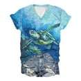 thumbnail image 3 of DDAPJ pyju Novelty Graphic Tees for Women Sea Turtle Print Short Sleeve V Neck T-shirts Summer Casual Beach Vacation Tee Tops Birthday Gifts Prime Blue XXL, 3 of 6