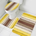 thumbnail image 3 of Yellow Brown Bath Mat 3 Piece Bathroom Rug Set, Farmhouse Wood Grain Vintage Striped Non Slip Bath Rug Contour Mat and Toilet Lid Cover, Absorbent Shower Mats Soft Bath Rugs and Mats Sets, 3 of 8