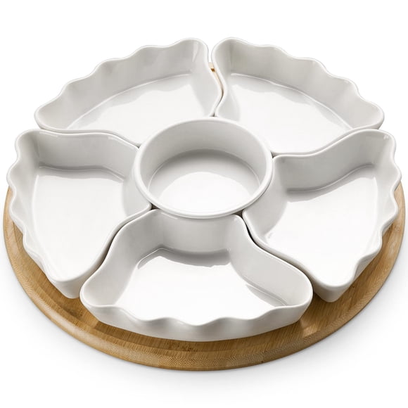 Bandeja giratoria DOWAN de 12" - juego blanco de 7 piezas