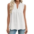 thumbnail image 2 of FDGIU Women's Ruffle V Neck Eyelet Sleeveless Tank Top, Loose Babydoll Curved Hem Summer Casual Camisole Blouse, 2 of 8