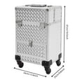 thumbnail image 2 of Silver Modern Rolling Makeup Train Case - Made of Aluminum Alloy, ABS, Ideal for Makeup Artists, 44.09lbs Bearing Capacity, 2 of 16