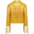 thumbnail image 4 of TiaoBug Kids Girls Sparkly Jacket Tassel Coat Long Sleeve Open Front Outerwear Tops Party Wear Gold 6, 4 of 7