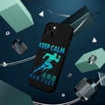 thumbnail image 3 of DistinctInk MagSafe Tough Case for Apple iPhone 15 (6.1" Screen) - Keep Calm Run Fast - Tempered Glass Back, 3 of 6