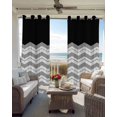 thumbnail image 4 of Black Grey Blackout Curtains, Light Blocking Print Window Curtains, Geometric Chevron Print Wavy Striped White Thermal Insulated Window Drapes for Living Room Kitchen Cafe 2 Panels, 104"W x 72"L, 4 of 9