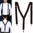 thumbnail image 5 of MERIGLARE Mens Suspenders Y Shape Wide Adjustable Elastic Belt with 3 Strong Metal Clips Coffee, 5 of 5