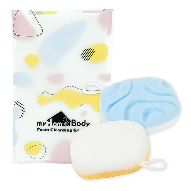myHomeBody Esponjas de lavado de cara Esponja facial para lavar la cara Esponjas faciales para limpieza y exfoliación Esponjas limpiadoras para cara 2 lados 2 texturas 2 unidades
