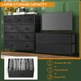 thumbnail image 2 of 9 Drawer Dresser, Wide Chest Of Drawers Nightstand Storage Tower Storage Dresser Fabric Dresser With Wood Top for Living Room, Bedroom, Hallway, Black, 2 of 6