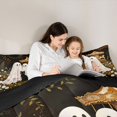 thumbnail image 4 of Feelyou Boho Western Ghost Queen Comforter Set, Cute Black Cat Carousel Comforter Sets Queen, Green Orange, Black Reversible, 3 Pieces, 1 Comforter and 2 Pillowcases, 4 of 7