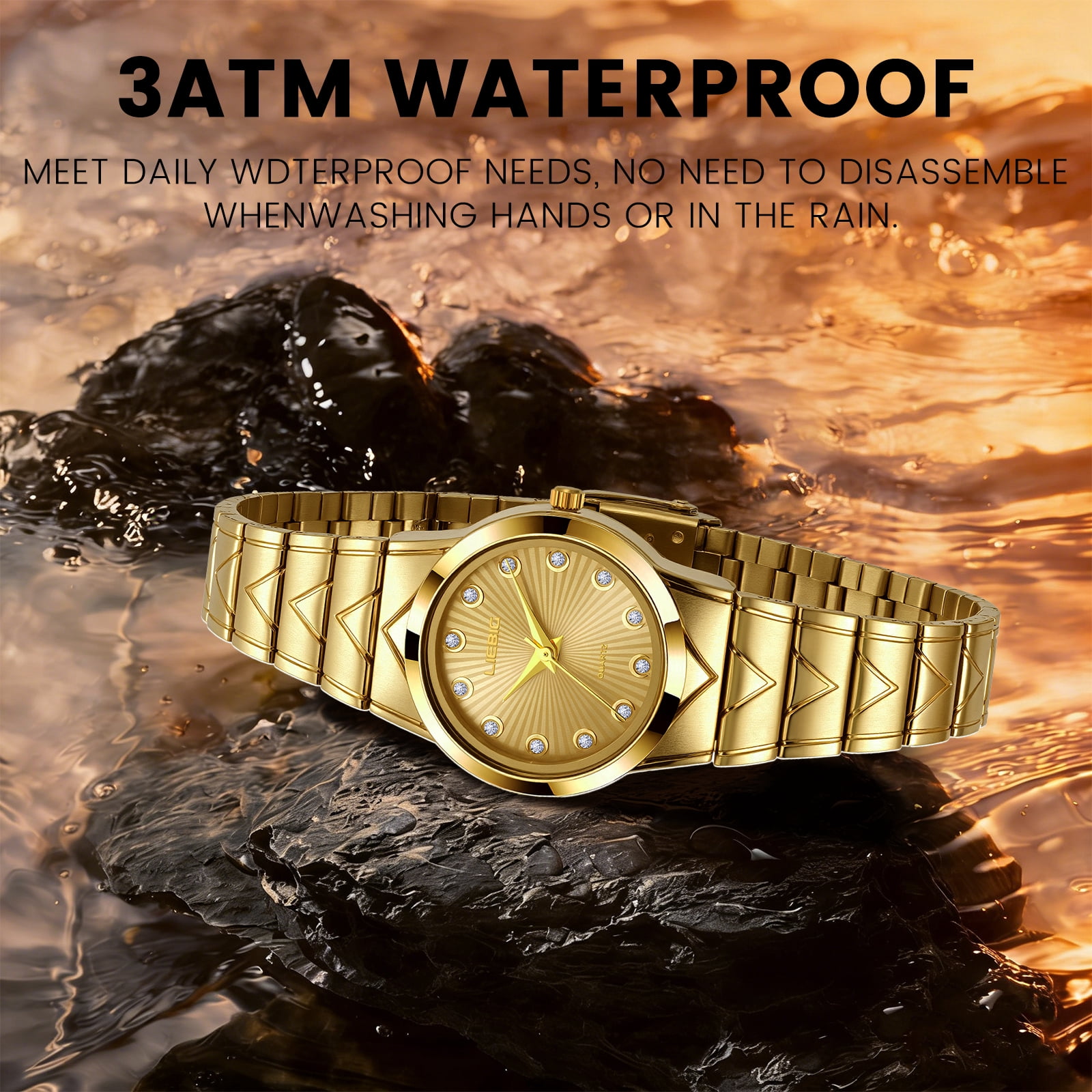 LIEBIG Small Gold Watches for Women Easy Read Ladies Quartz Wrist Watch 3ATM Waterproof Fashion Luxury Female Womens Watch