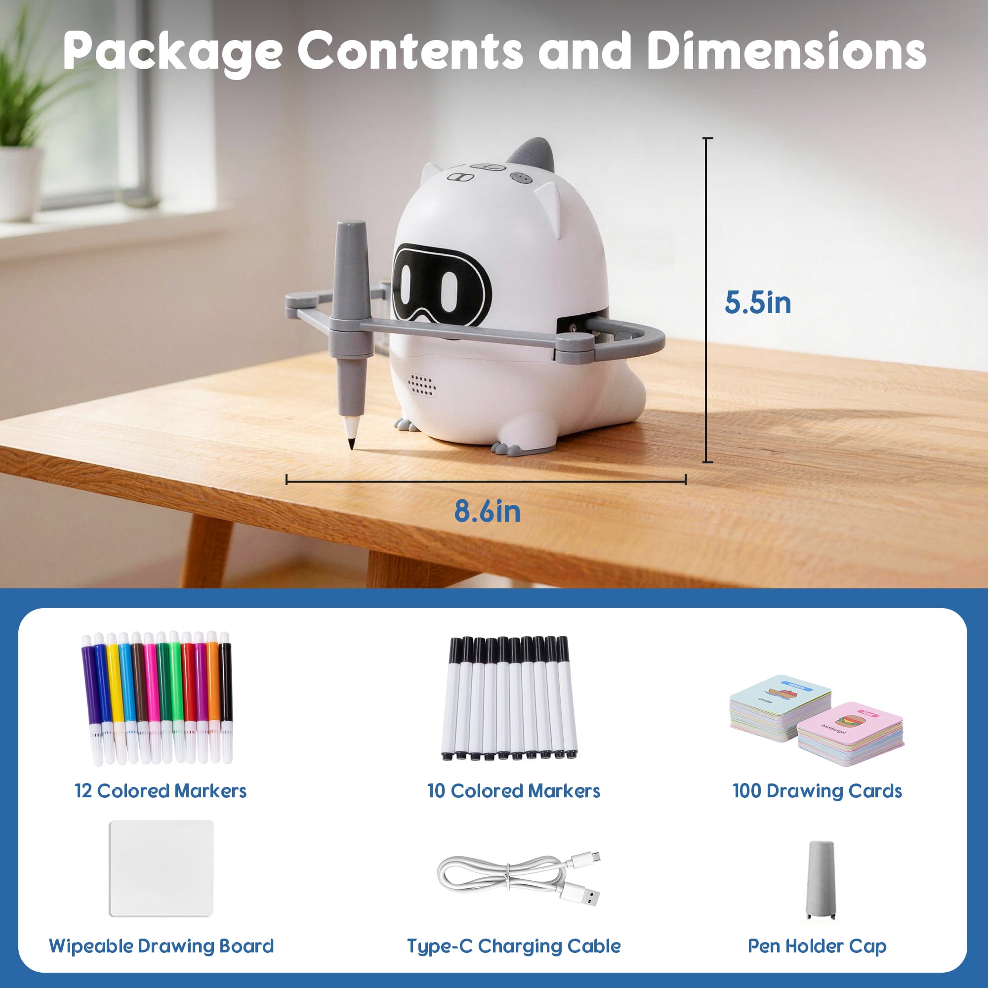 Learning Drawing Robot for Kids, Educational Robot Toys with Voice Interaction, Montessori Painting Smart Robots for Boys Girls birthday gifts Age 2-3-4